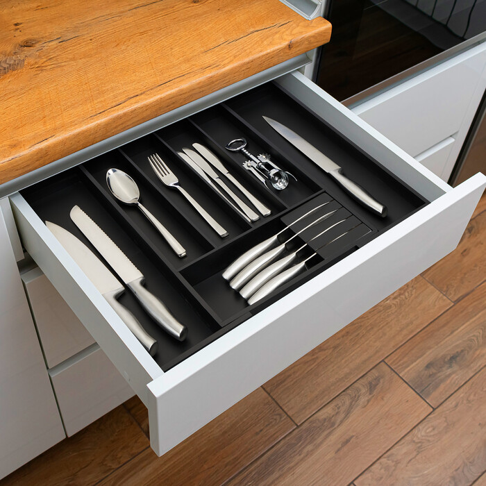 Relaxdays Extendable Bamboo Cutlery Box