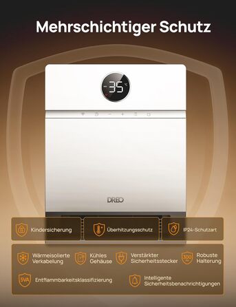 Dreo Smart Wandkonvektor: 2000W, Wi-Fi, термостат, пульт, таймер, білий