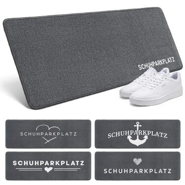 Килимок для дому 40x60 см, стійкий до прання - ідеальний розмір для вхідних дверей. Килимок для входу, привітальний напис та сердечко (Мінімалістичний)