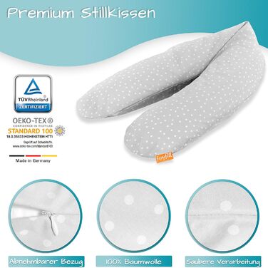 joyfill® Microbead Pregnancy Pillow 190cm | Pregnancy Pillow - Made in Germany | Ideal for Sleeping & Breastfeeding Thanks to Whisper-Quiet & Comfortable Filling | Breastfeeding Pillow XXL Breastfeeding Pillow Grey - Dots
