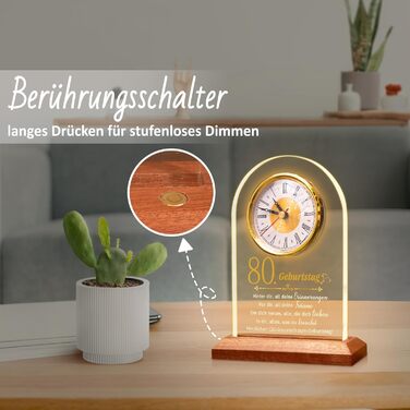 OkiyiD 80th Birthday Gifts for Women, Special Birthday Gift - Quartz Table Clock, Cool Gift Ideas, Decoration for Couples, Parents, Grandparents (80th Birthday)