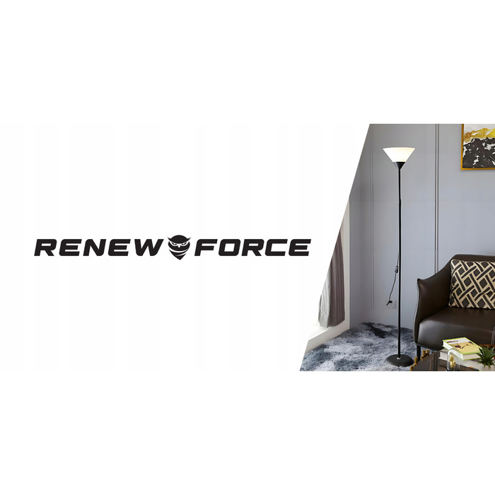 Елегантна торшерна лампа Renew Force, E27, 60 Вт, чорна