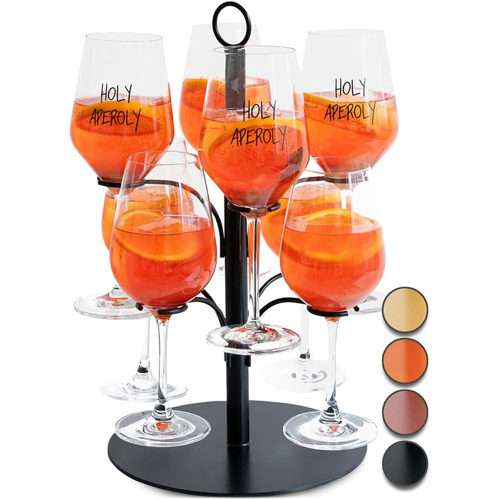 Стійка для коктейлів SpritzUpYourLife на 8 келихів - для Aperol, Sarti Rosa - вечірня декор, подарунок (чорний)