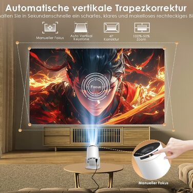 Міні проєктор Salange Mini Beamer 2026,8K з Android, WiFi 6, Bluetooth 5.4, Auto Keystone, 270° поворот, для дому та на вулицю, Sala300pro