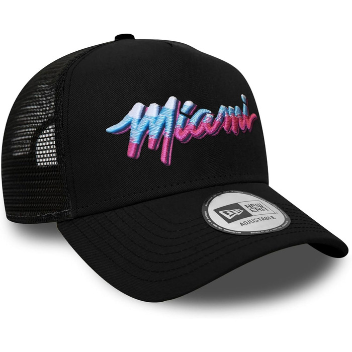 Кепка New Era Miami Heat NBA, регульована, бейсболка Snapback Trucker 9Forty, універсальний розмір (Trucker-Heat-Black#28449)