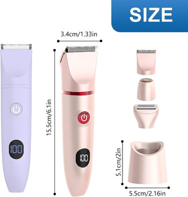 Електричний жіночий триммер 3-в-1 для тіла, бікіні, ніг, рук, під пазухи, водонепроникний, LCD-дисплей, рожевий