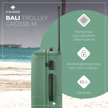 Чохол-валіза Travelite Bali, середній, 65 літрів, зелений, з TSA замком