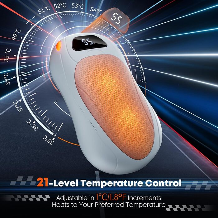 Електричні грілки для рук 2 шт. 12000 mAh з магнітним двостороннім нагріванням та цифровим індикатором температури та заряду батареї для відпочинку на природі/кемпінгу (Білий-Рожевий)