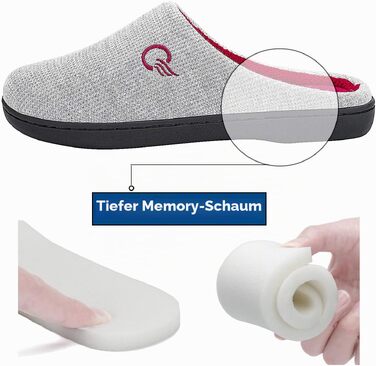 Зимові теплі капці Mishansha унісекс з ефектом пам'яті (Memory Foam) для дому та вулиці, світло-сірий/червоний, розмір 42/43 EU