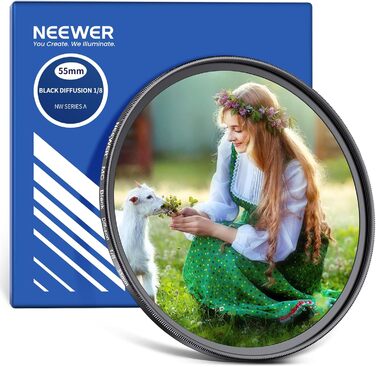 Фільтр NEEWER Black Diffusion 1/4 - ефект м'якого кінематографічного зображення, 55mm, для відеозйомки та портретів