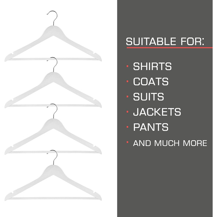 Набір з 20 дерев'яних вішалок для одягу Sjard з кільцем з кедру, захист від молі, з перекладиною для штанів, сертифікат FSC®