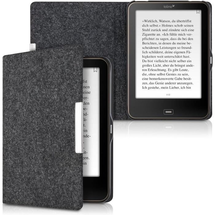 Чохол kwmobile для Tolino Vision 1/2/3/4 HD: захисна обкладинка з фетру, сірий колір