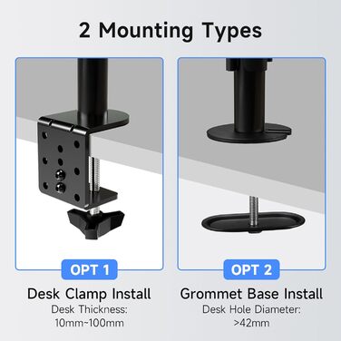 Suptek Adjustable Monitor Arm with Laptop Holder - Full Range Motion for 13-27 inch Screens (40cm Pole)