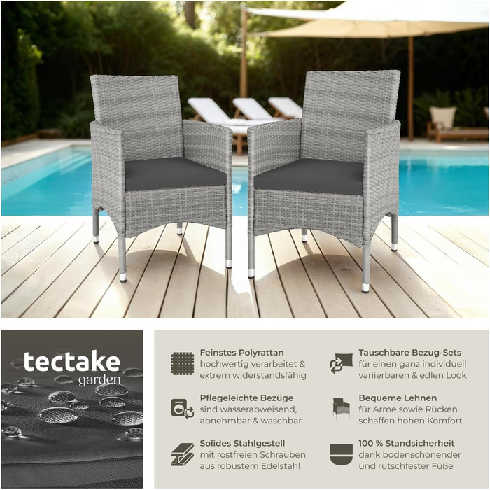Tectake 2-Piece Rattan Garden Chair Set