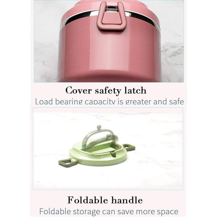 SANQIAHOME 2-Tier Stackable Stainless Steel Lunch Box, Leak-Proof, Pink