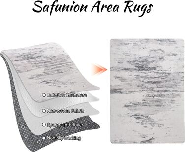 Килим Safunion для вітальні: великий сучасний абстрактний килим з коротким ворсом, м'який килим для спальні (абстрактний, слонова кістка/багатобарвний, 80 x 120 см)