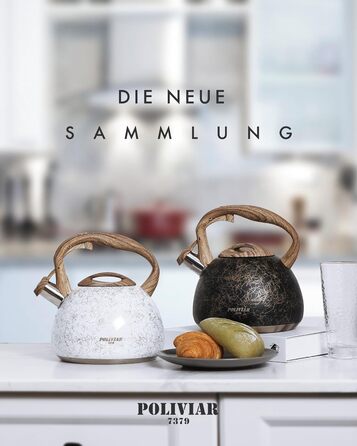 Електричний чайник Poliviar Moderne Induktion, 2.7L, нержавіюча сталь, чорне золото