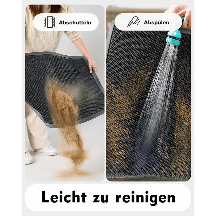 Килимок примісний протибруду 80x120 см, протиковзний силіконовий килим для вхідних дверей, стійкий до погоди та вологості, сіро-чорний
