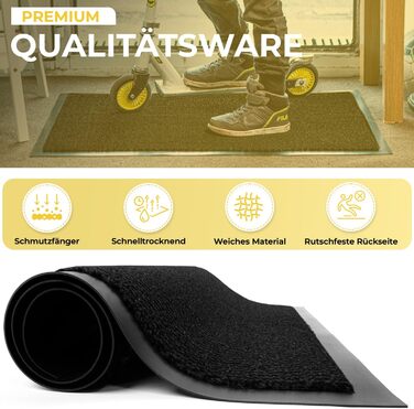 Привітальний килимок BLADO для дому та вулиці, протиковзкий та зносостійкий, чорний, 60 x 120 см