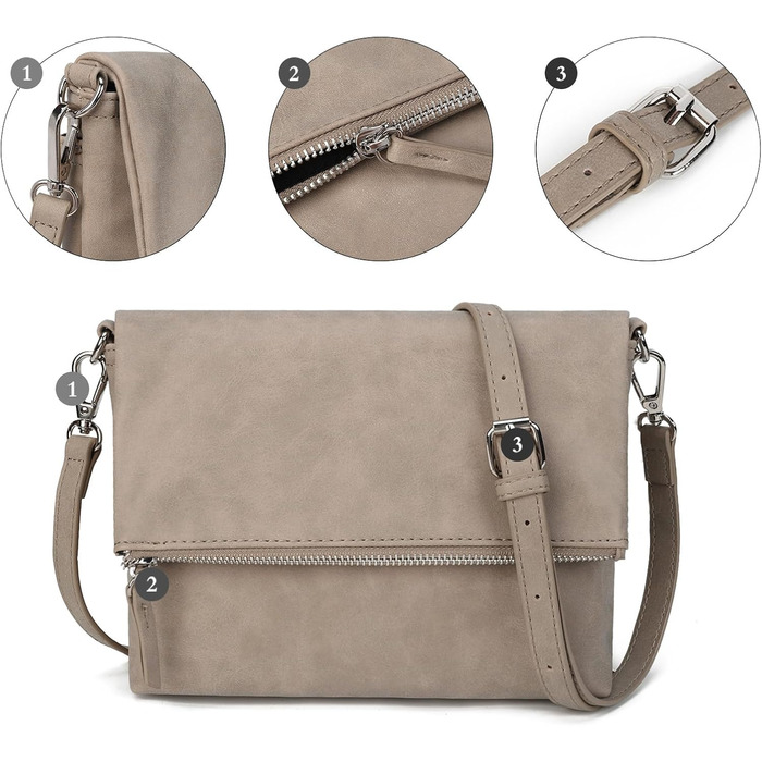 Сумка жіноча Gladdon через плече, шкіряна крос-боді, Taupe (бежевий)