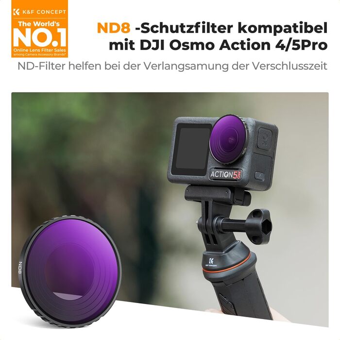 Фільтри K&F Concept ND для DJI Osmo Action 5/4 PRO: комплект з 6 шт. (CPL, ND8, ND16, ND32, ND64, ND256)