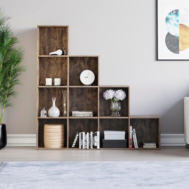 Стелаж Vida Designs Durham на 10 кубів, темне дерево, книжкова полиця-органайзер для вітальні