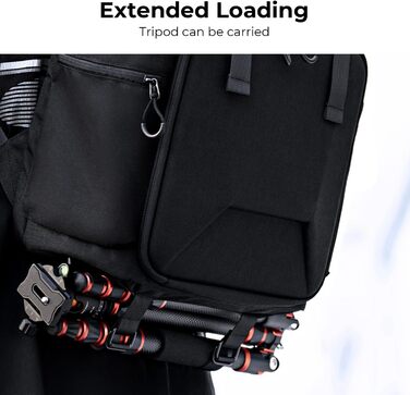 Чорний рюкзак для камери K&F Concept 25L: для фотографів, з відділенням для ноутбука, штатива та об'єктивів, водонепроникний, з дощем.