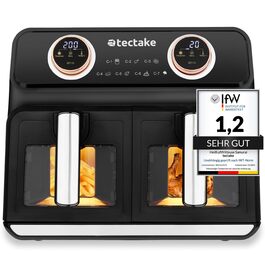 Фритюрниця електрична Tectake з двома камерами XXL 8л, 2400 Вт, з рецептами - аерофритюрниця без олії