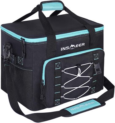Термосумка INSMEER 40L для 60 банок: велика, м'яка, складна, з пляшковідкривачем та плечовим ременем. Ідеальна для пляжу, кемпінгу, пікніка, в дорогу. Чорний колір