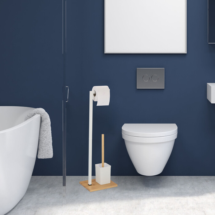 Relaxdays Toilet Set made of Bamboo & Stainless Steel