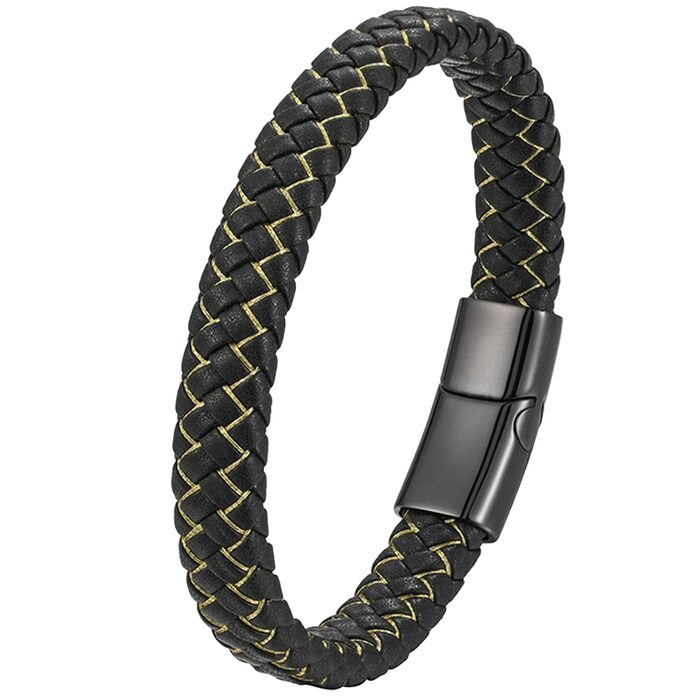 Чоловічий шкіряний браслет Armand, 21 см. Чорний, зелений, червоний, білий. Ідеальний подарунок на День батька. Шкіряні браслети для чоловіків Armand