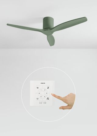 Вентилятор стельовий WINDCALM M з підсвічуванням, Wi-Fi, пульт, 132 см, 40W, Salbeigrün