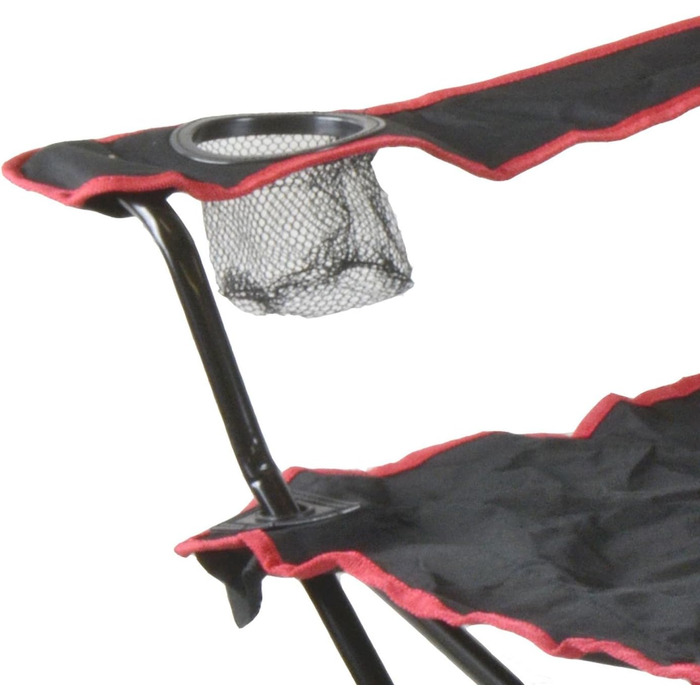 Кемпінговий стілець складаний з підлокітниками та підсклянником, сірий/рожевий (чорний/червоний)