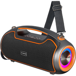 VUOPAX Портативна Bluetooth колонка з 2 сабвуферами, 200W, 24h акумулятор, IP65, DSP, TWS, TF/USB/AUX, для дому та вечірок