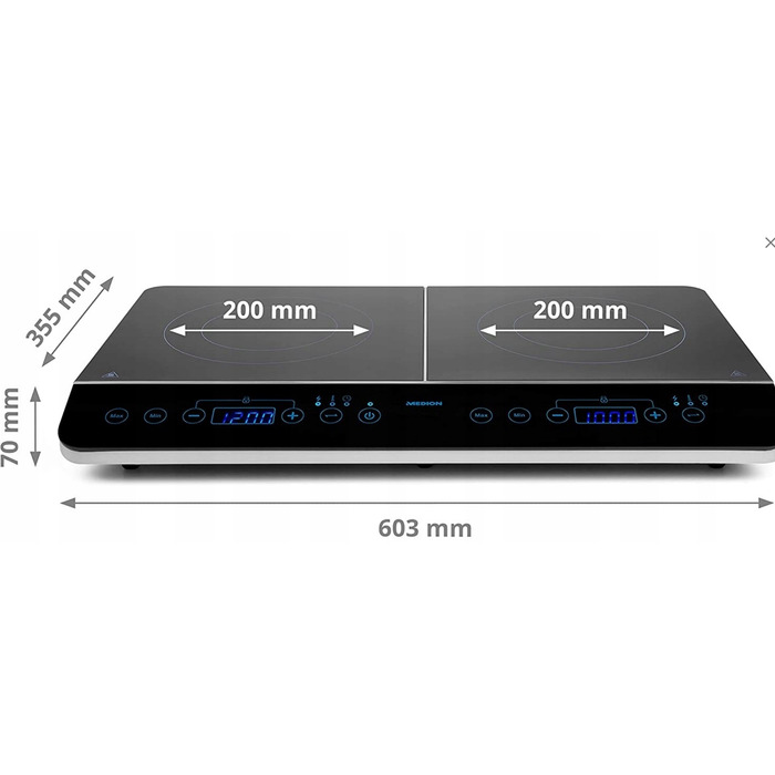 Індукційна варильна поверхня Medion MD 15324, чорна, 2 конфори, 3500 Вт, з LED-дисплеєм