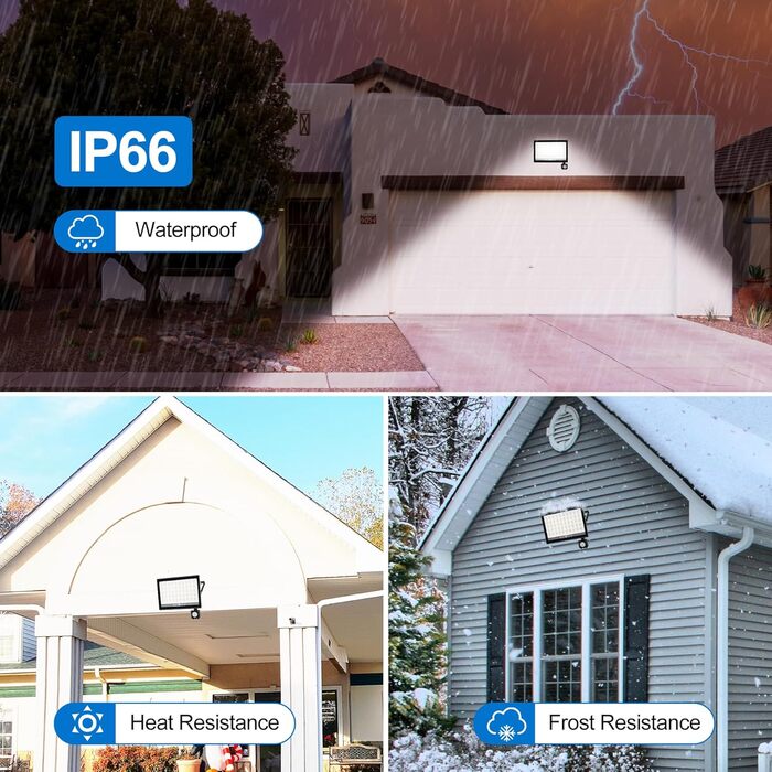 NATPOW Spotlight with Motion Sensor Outdoor, 100W LED Floodlight with IP66 Waterproof 6000K Super Bright Spotlight Outdoor Floodlight for Garden Garage Sports Field Backyard (2 Pack)