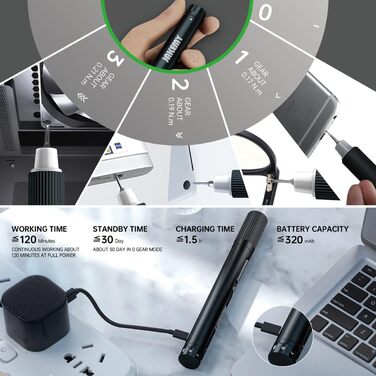 JAKEMY Мініатюрний електричний шуруповерт E21-B: набір для дрібної механіки з регулюванням крутного моменту, LED-підсвічуванням та USB-C зарядкою