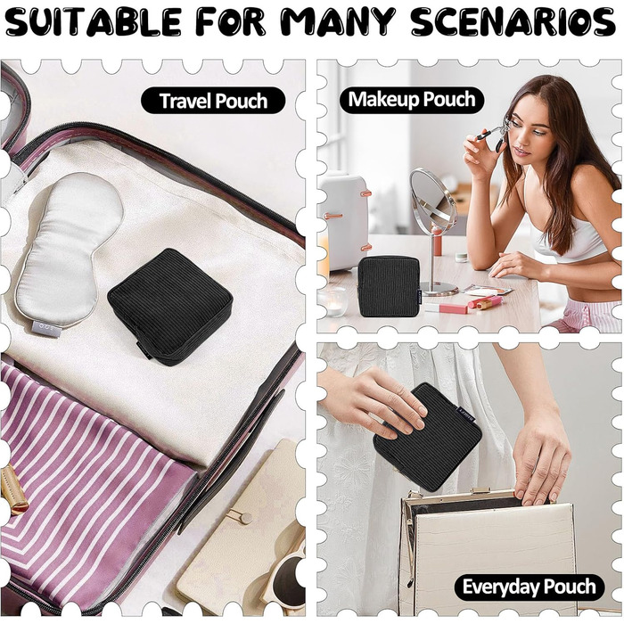 Косметичка MAGEFY: 2 шт. (бежева + чорна), з відділеннями, для подорожей, з корду, для жінок