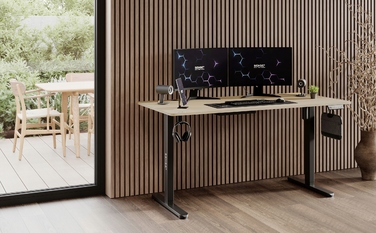 Електричний регульований стіл Sense7 Nojo, 140 x 70 x 118 см, чорний/сосна