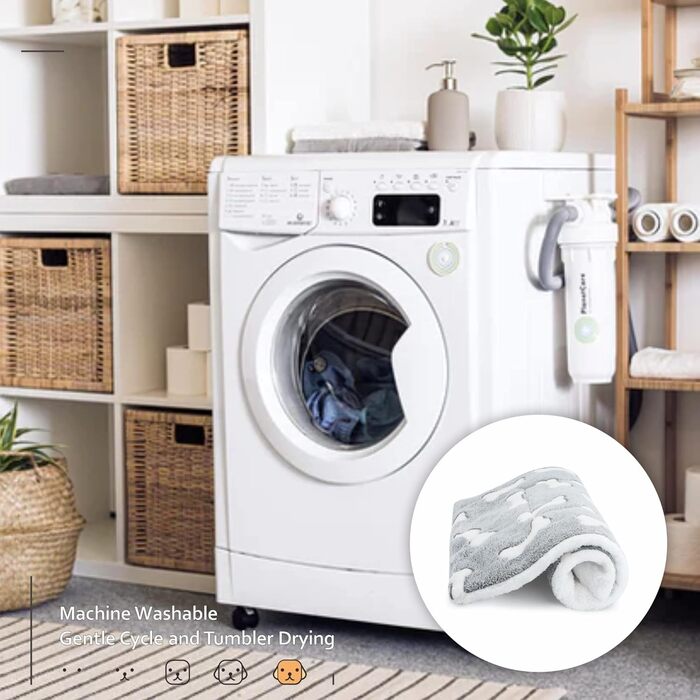 М'який килимок-матрац для собак та котів 60x80 см, білий з принтом кісток