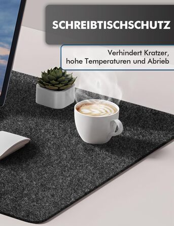 Підкладка для столу з фетру, 100x40 см, антиковзаюча, захист для офісу та дому (темно-сірий)