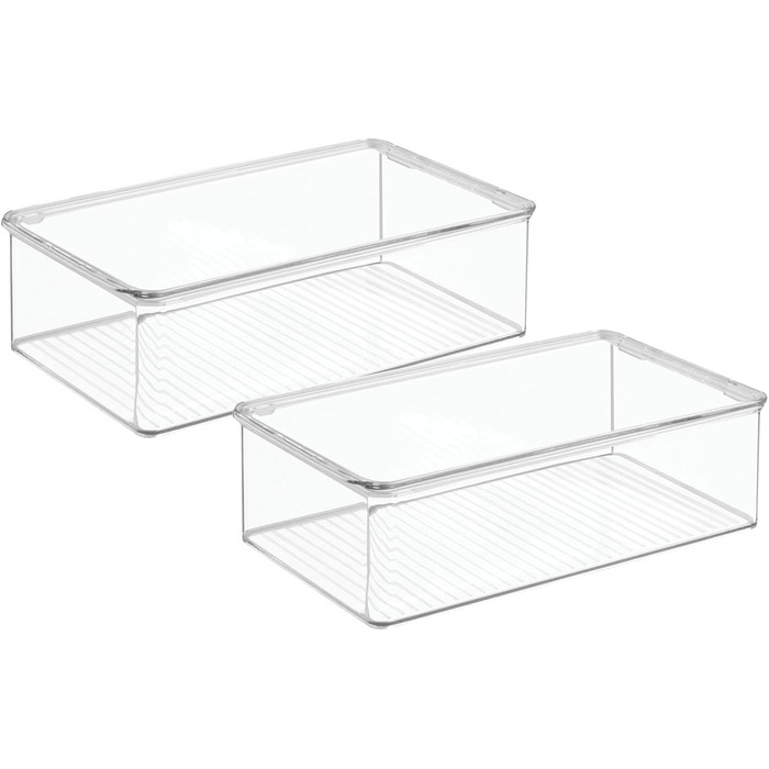 mDesign 2-Piece Stackable Shoe Box with Lid – Practical Shoe Storage Box Made of Plastic – Ideal for Protected Storage of Sandals, Sneakers, etc. – Transparent