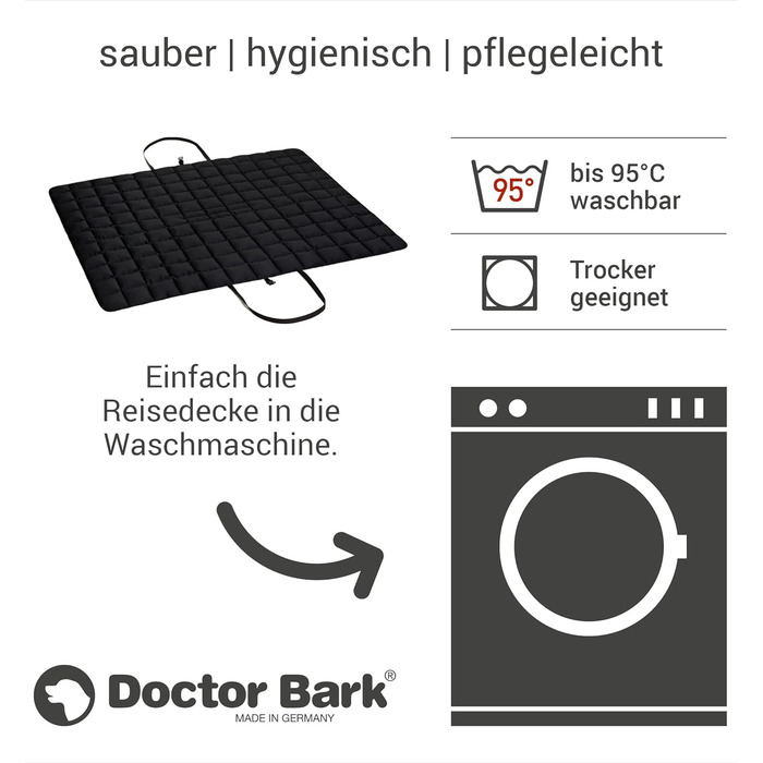 Сумка для подорожей з собакою Doctor Bark, зручна ковдра, підходить для алергіків, прання при 95°C, розмір X-Large, чорний колір