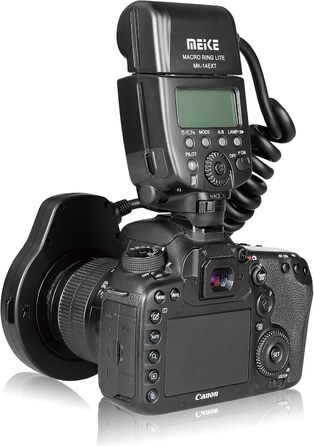 Meike MK-14EXT-C: Макро спалах Ring Lite з LED-лампою для Canon (5D Mark II, 6D, 7D, 50D, 60D, 70D, 550D, 600D, 650D, 700D)