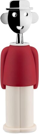 Alessi AAM23 R Corkscrew - Red Chrome-Plated Zamak & Thermoplastic Resin Design Bottle Opener