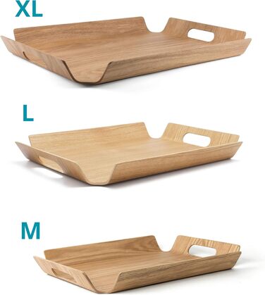 Bredemeijer brown curved rectangular wooden tray, 44.5 cm