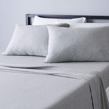 Amazon Basics 4-Piece Jersey Sheet Set, for King Size Beds, Light Grey, Solid