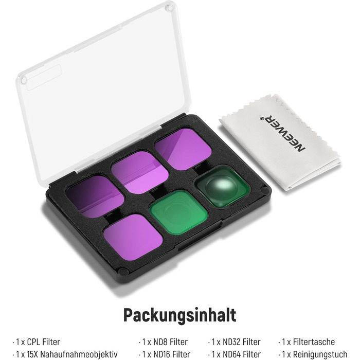 Набір фільтрів ND NEEWER (4 шт.) + лінза збільшення 15x для GoPro Hero 13/12/11/10/9, ND8/ND16/ND32/CPL, аксесуари для макрозйомки