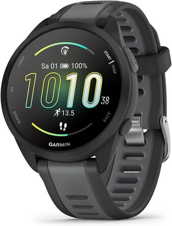 Garmin Forerunner 165 (43 мм) - Розумний годинник для бігу, AMOLED, 11 днів роботи, 25+ спортивних функцій, рекомендації тренувань, здоров'я, чорний