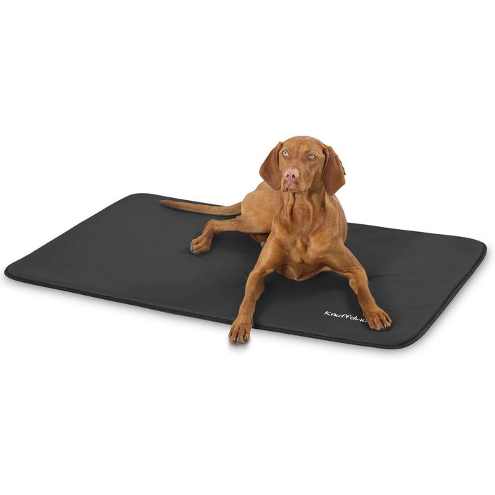 Килимок для собак Knuffelwuff Cheyenne з штучної шкіри, 95 x 60 см, чорний - для великих, середніх та маленьких собак. Підходить для дому, авто, кемпера, трейлера.